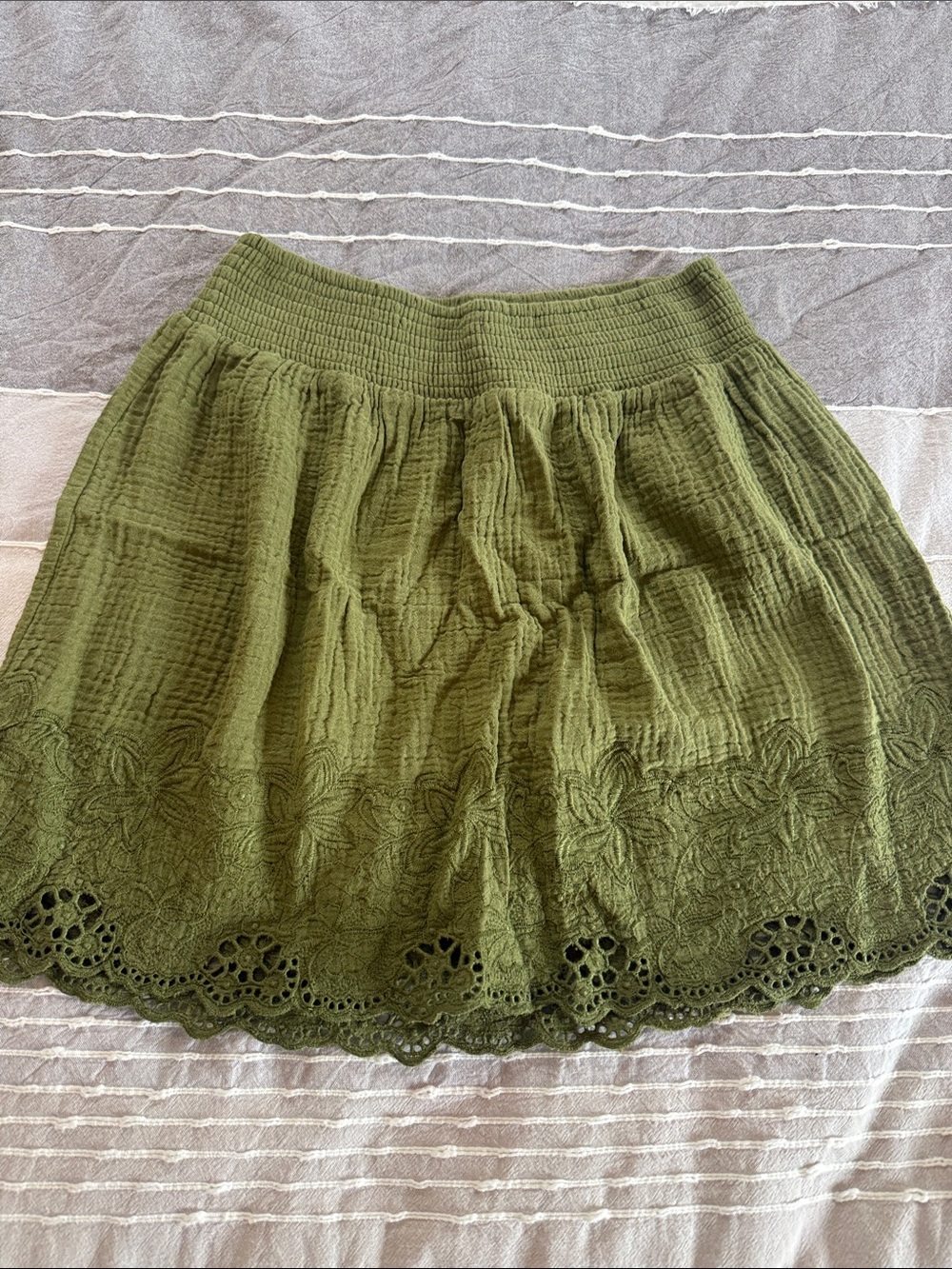 Universal Thread Olive Green Eyelet Trim Mini Skirt